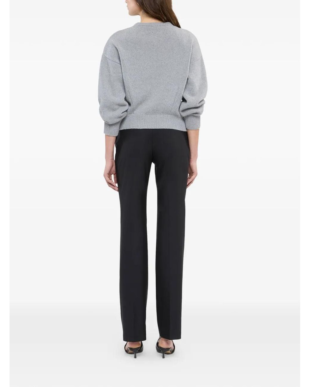 Another Tomorrow Gray Cashmere-Knit Sweater