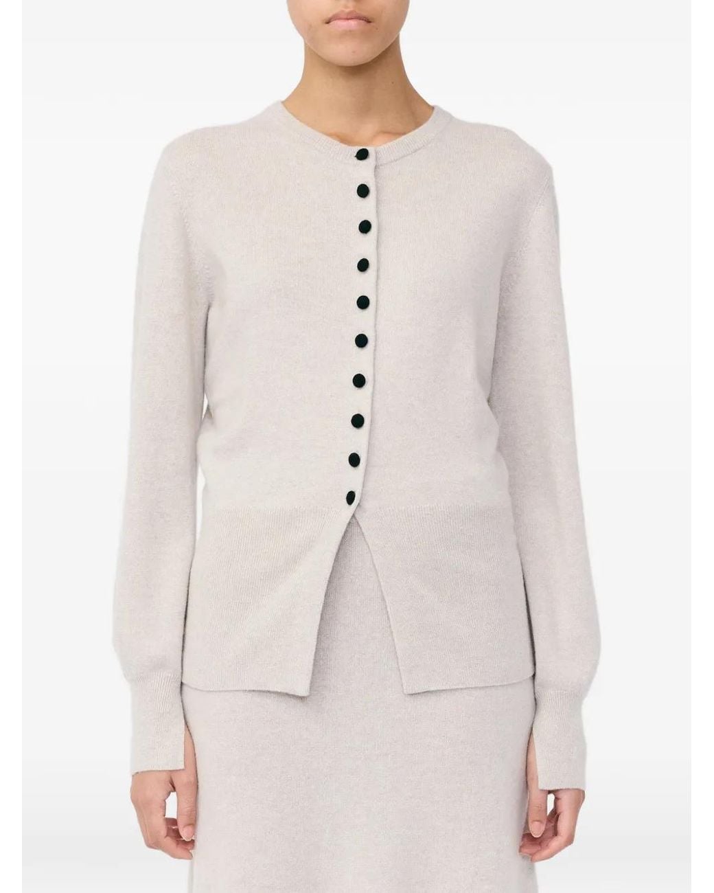 Lisa Yang White Cardigan Boutonné En Maille Côtelée Maven