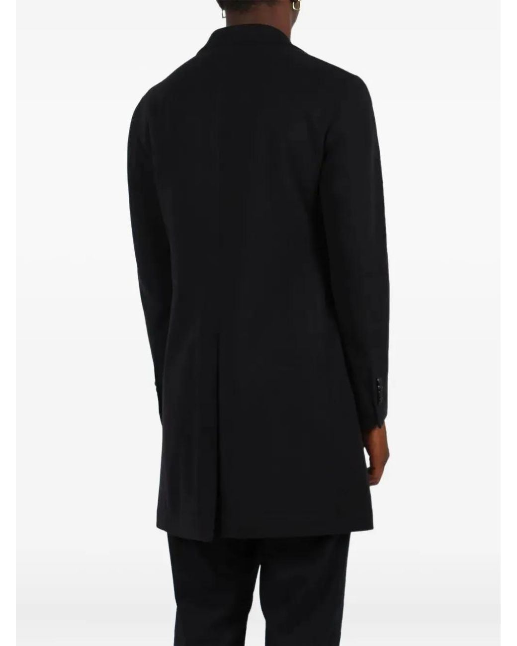 Tagliatore Black Three-Button Coat for men
