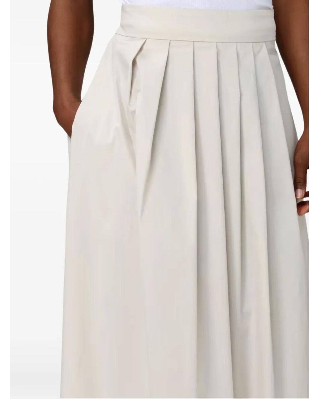 PT Torino White Pleated Midi Skirt
