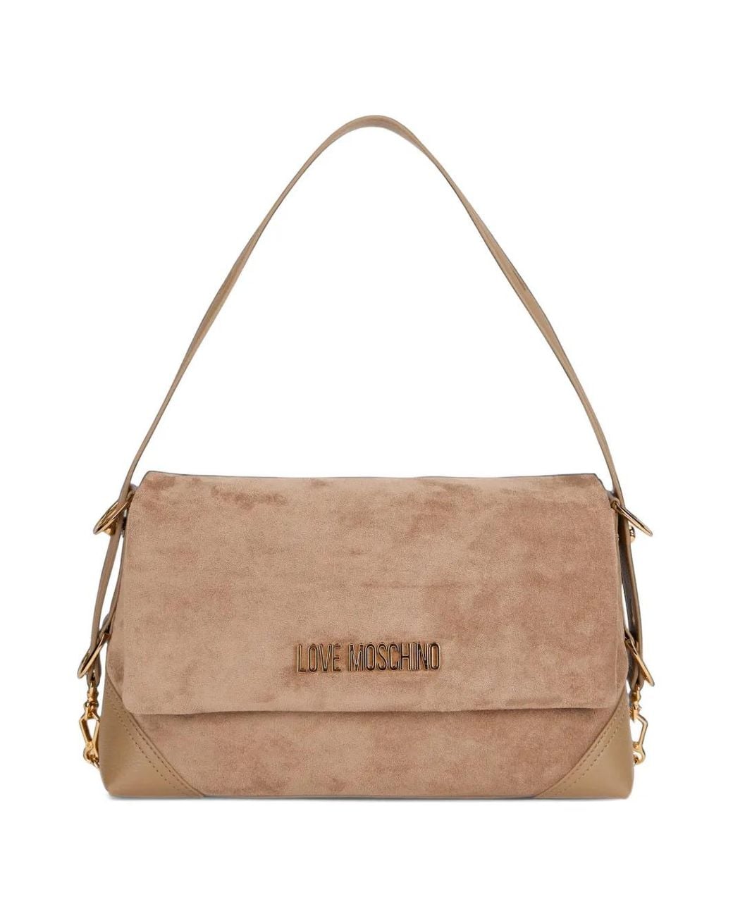 Love Moschino Natural Logo-Plaque Shoulder Bag