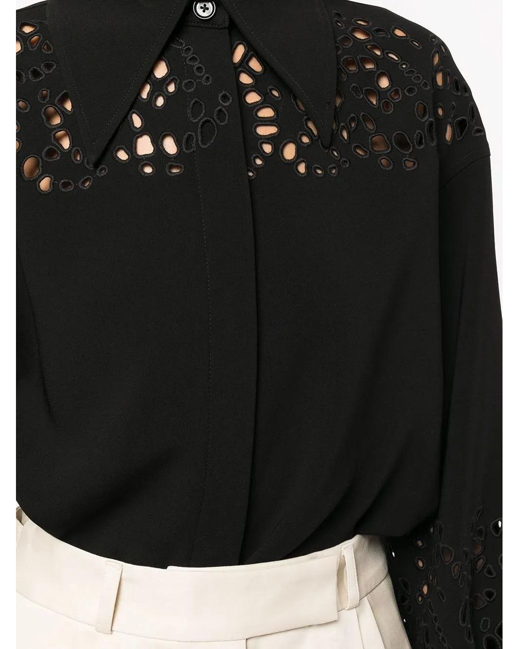 Proenza Schouler Black Broderie Anglaise Crepe Shirt