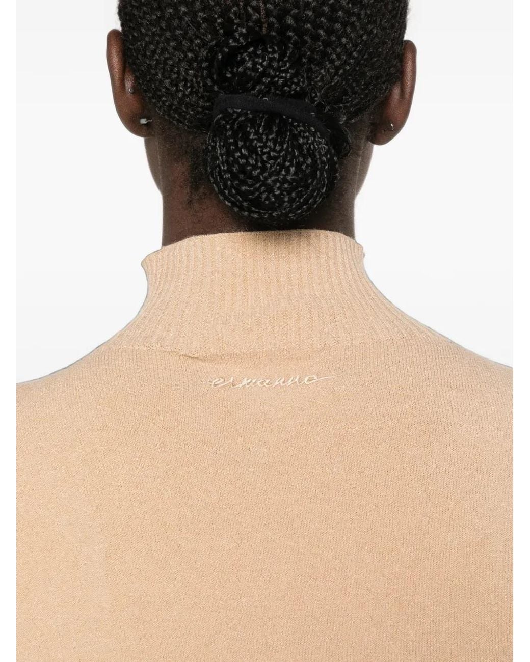 ERMANNO FIRENZE Natural High-Neck Rib-Trimmed Sweater