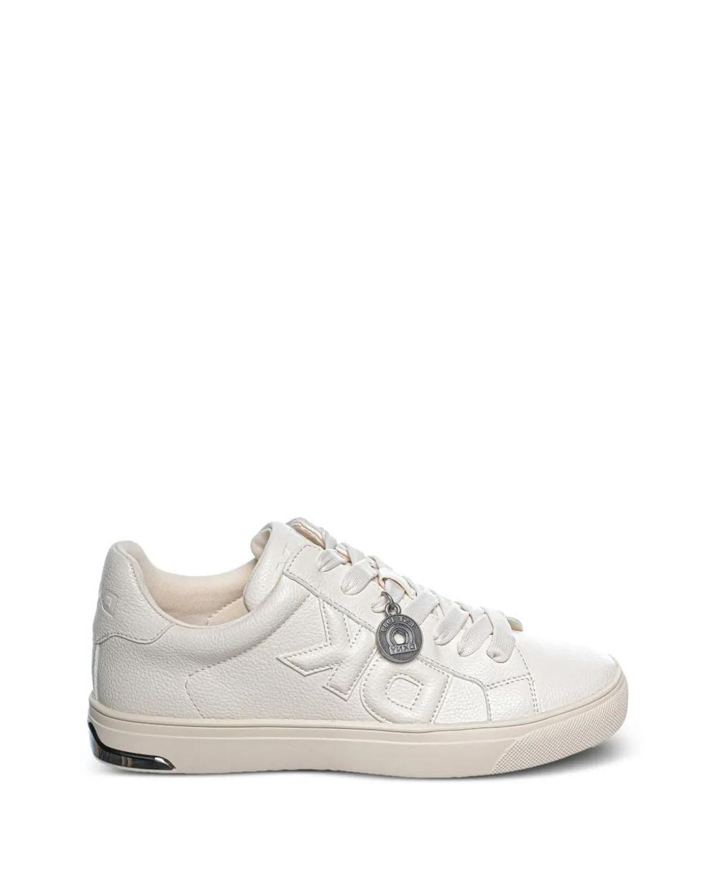 DKNY White Aisling Logo-Embossed Sneakers