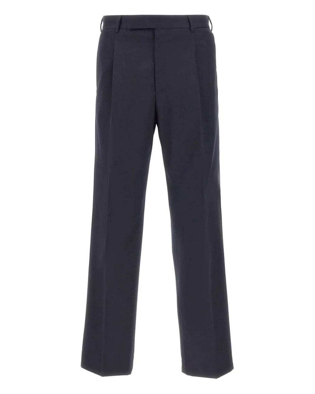PT Torino Blue Single-Pleat Wool Trousers for men