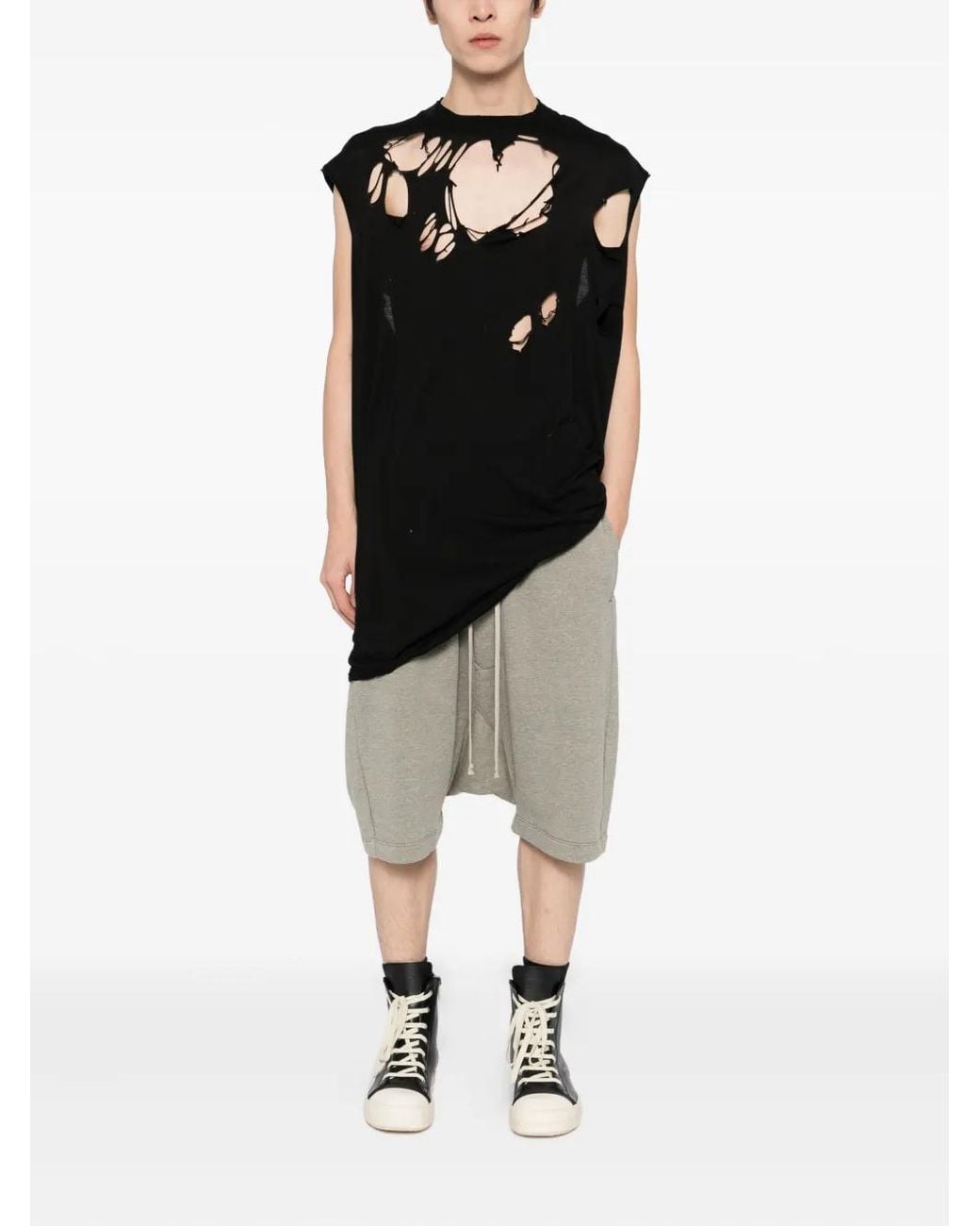 Rick Owens Gray Drawstring-Pod Shorts for men