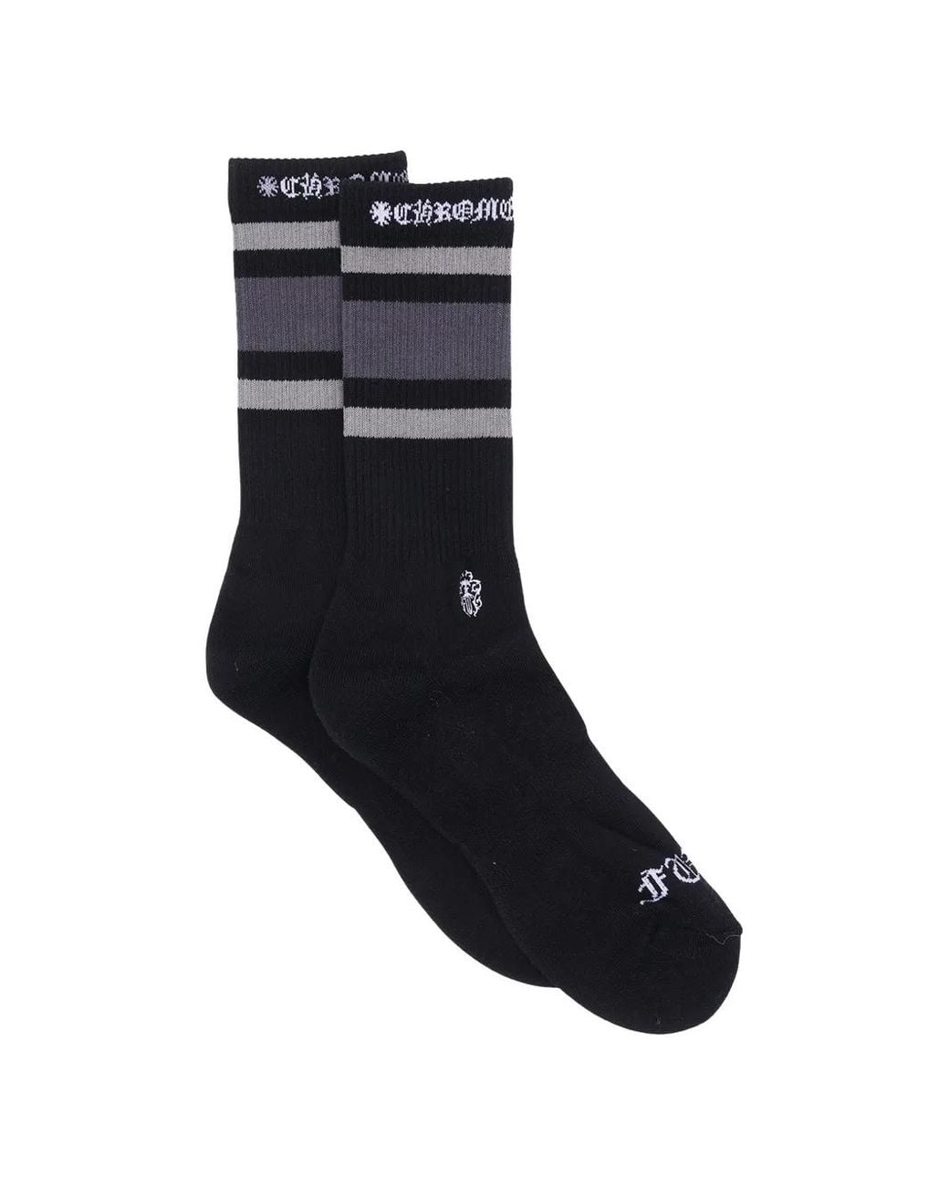 Chrome Hearts Black Striped Logo-Embroidered Socks for men