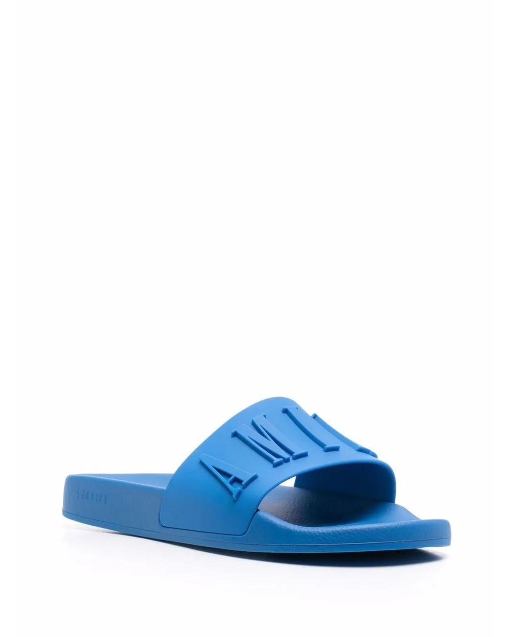 Amiri Blue Logo-Embossed Open-Toe Slides for men