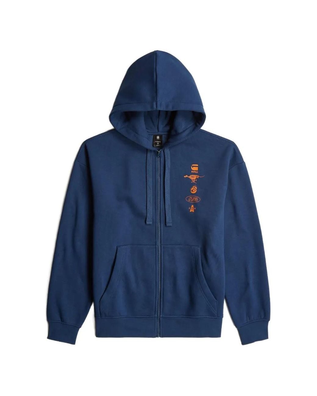 G-Star Blue Graphic-Print Zip-Up Hoodie for men