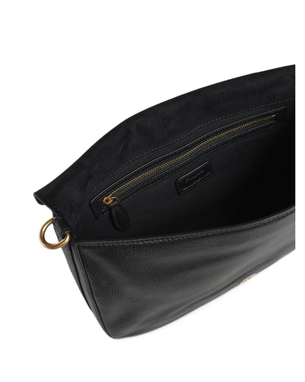 Pinko Black Love Birds Leather Shoulder Bag
