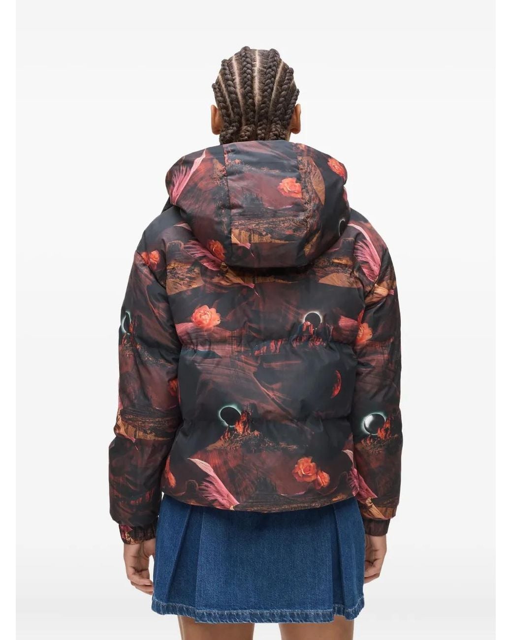 Karl Lagerfeld Gray All-Over Graphic-Print Puffer Jacket