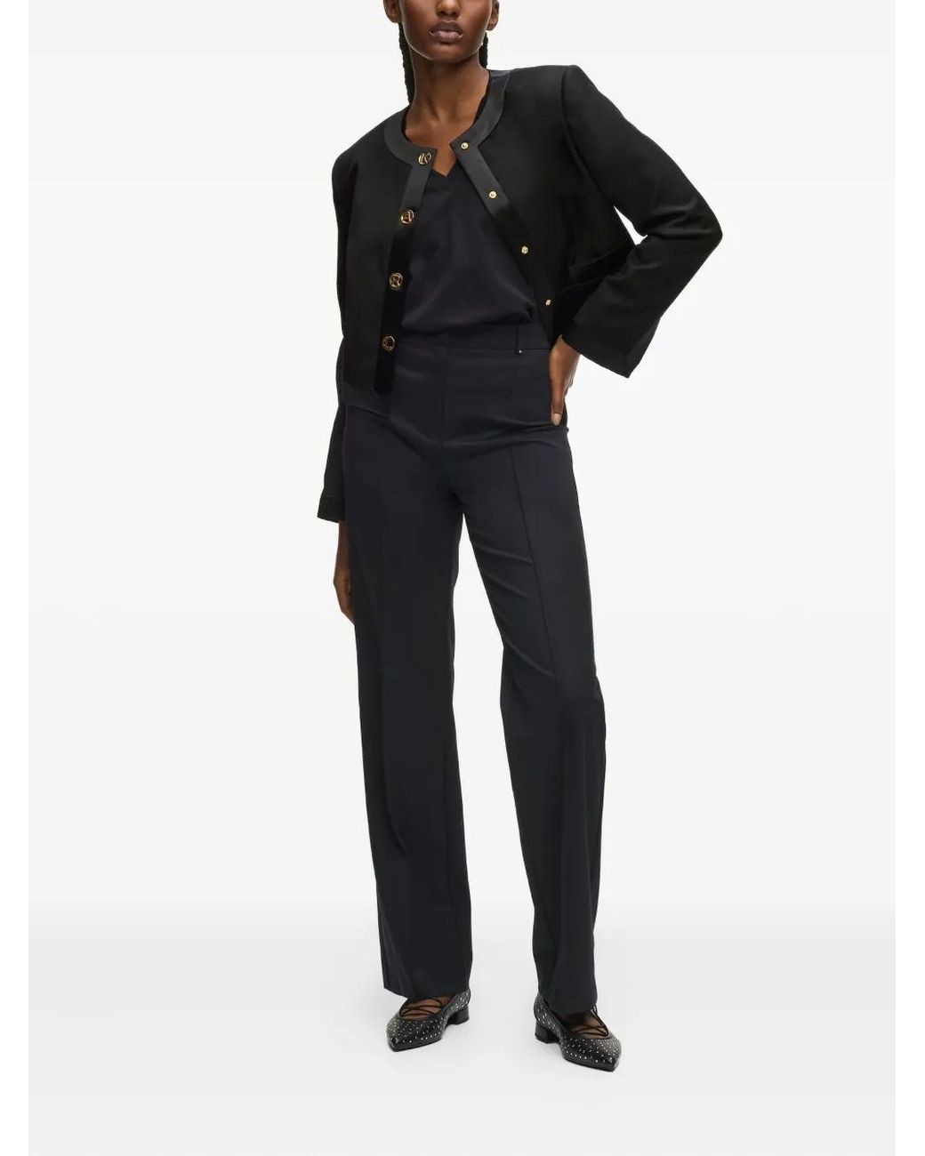 Karl Lagerfeld Black Button-Fastening Jacket