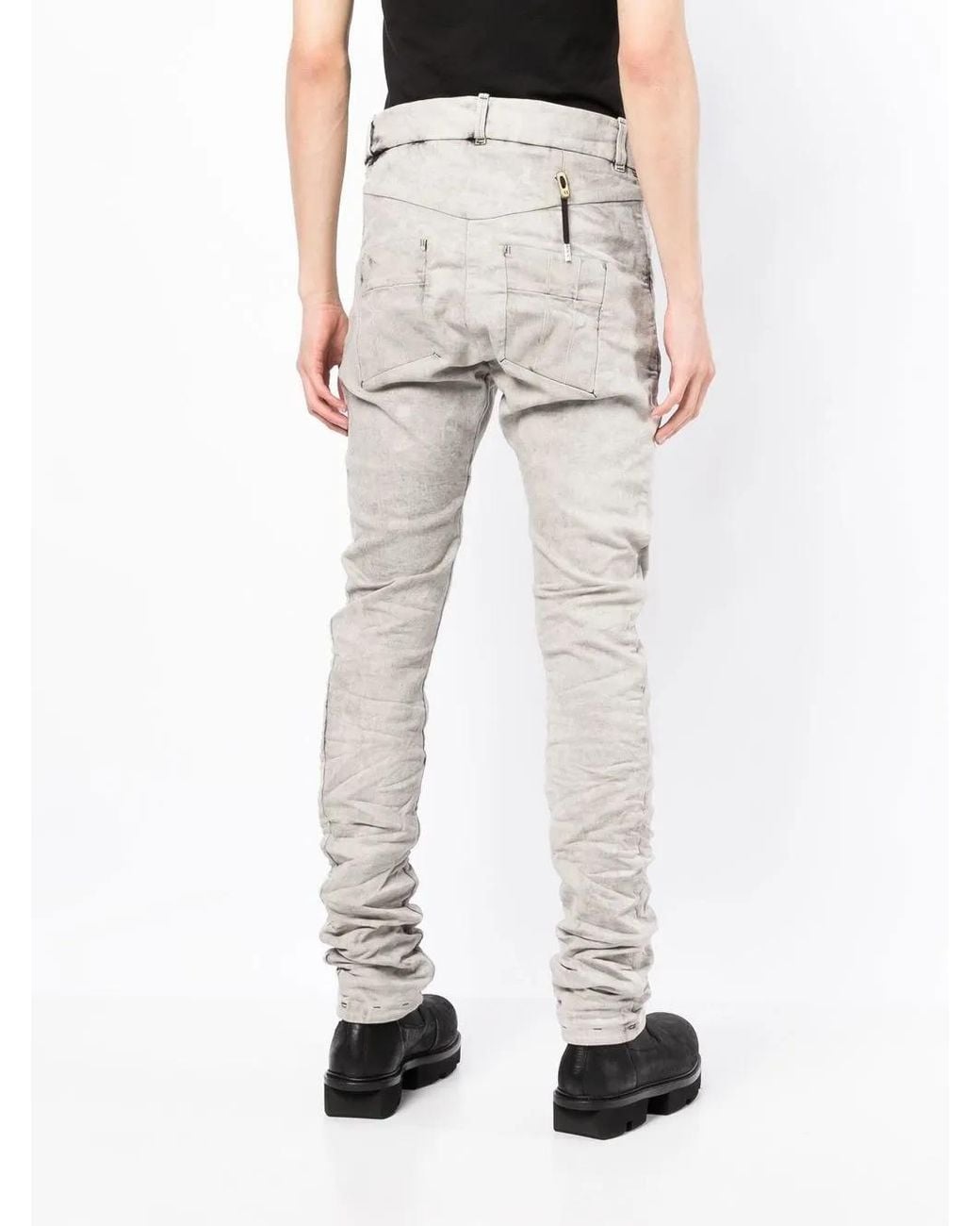 Boris Bidjan Saberi Gray Ruched Skinny-Fit Jeans for men
