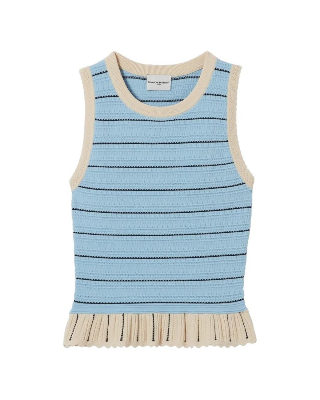 Claudie Pierlot Blue Striped Knit Top