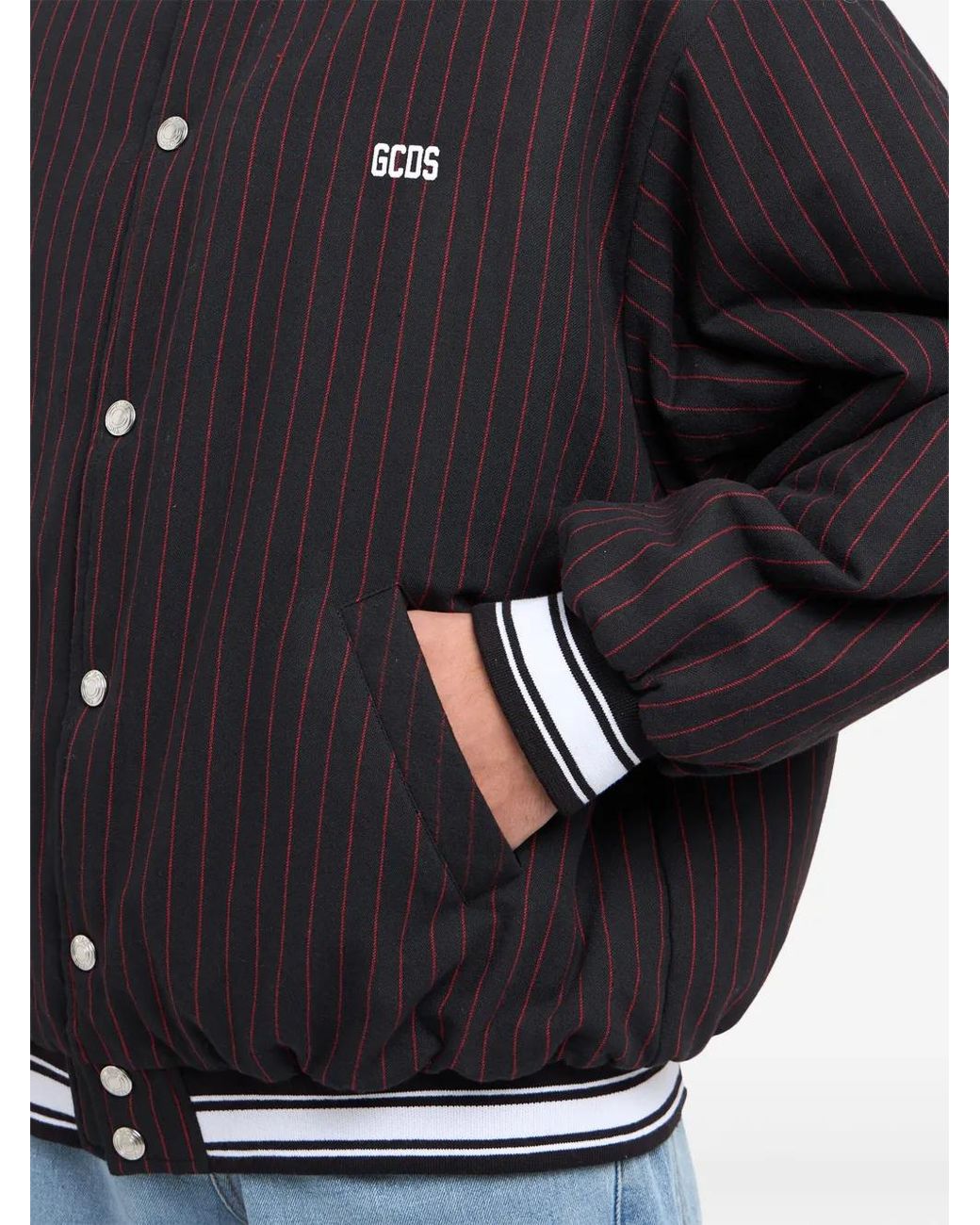 Gcds Black Pinstripe Clown Bomber Jacket for men