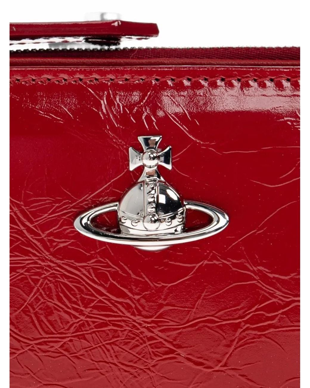 Vivienne Westwood Red Slim Flap Orb-Plaque Leather Wallet