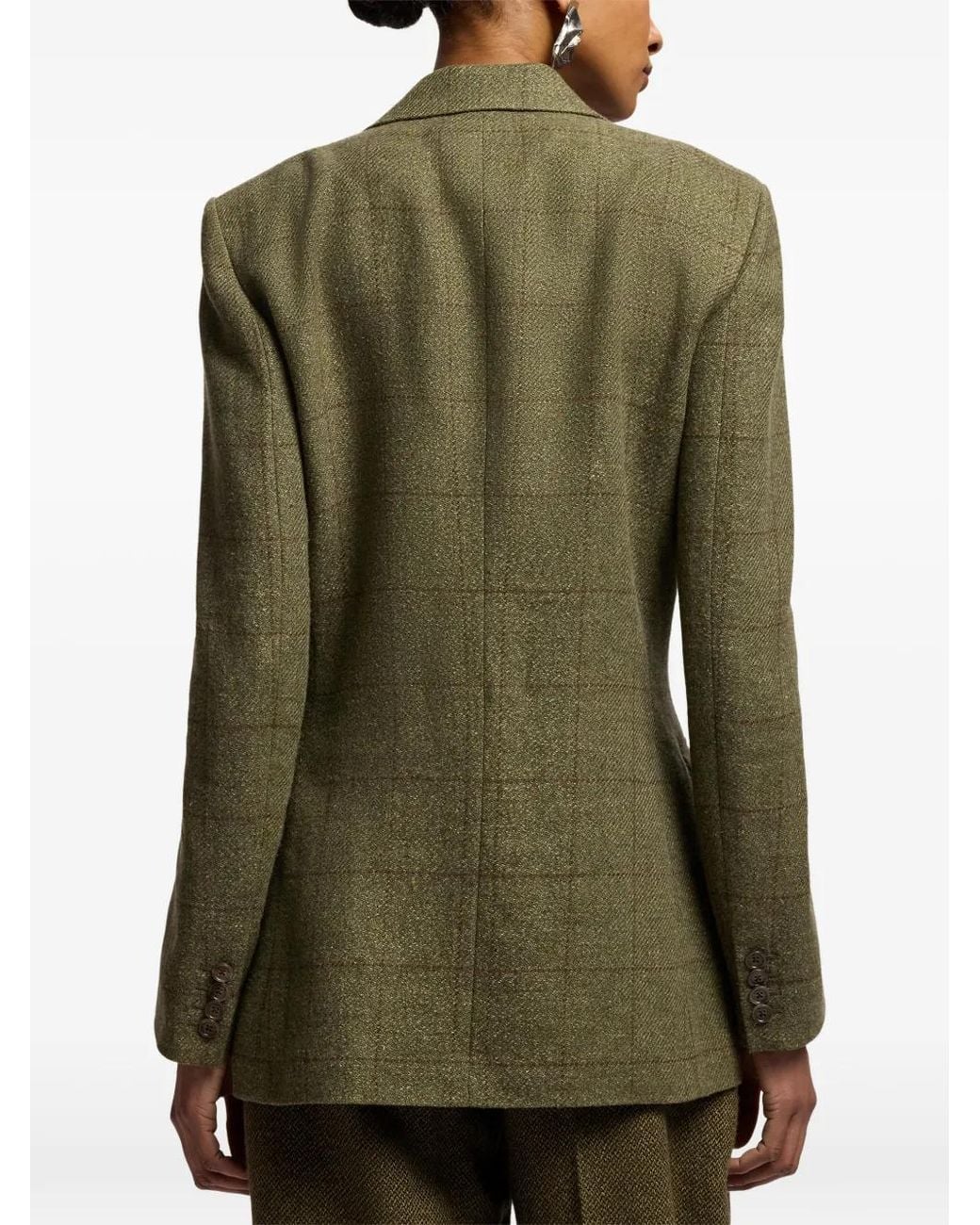 Ralph Lauren Green Ramona Windowpane Tweed Jacket