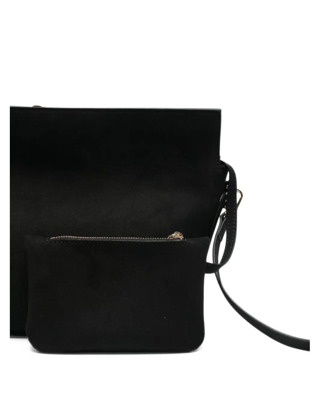THEMOIRÈ Black Small Zoe Suede-Effect Clutch Bag