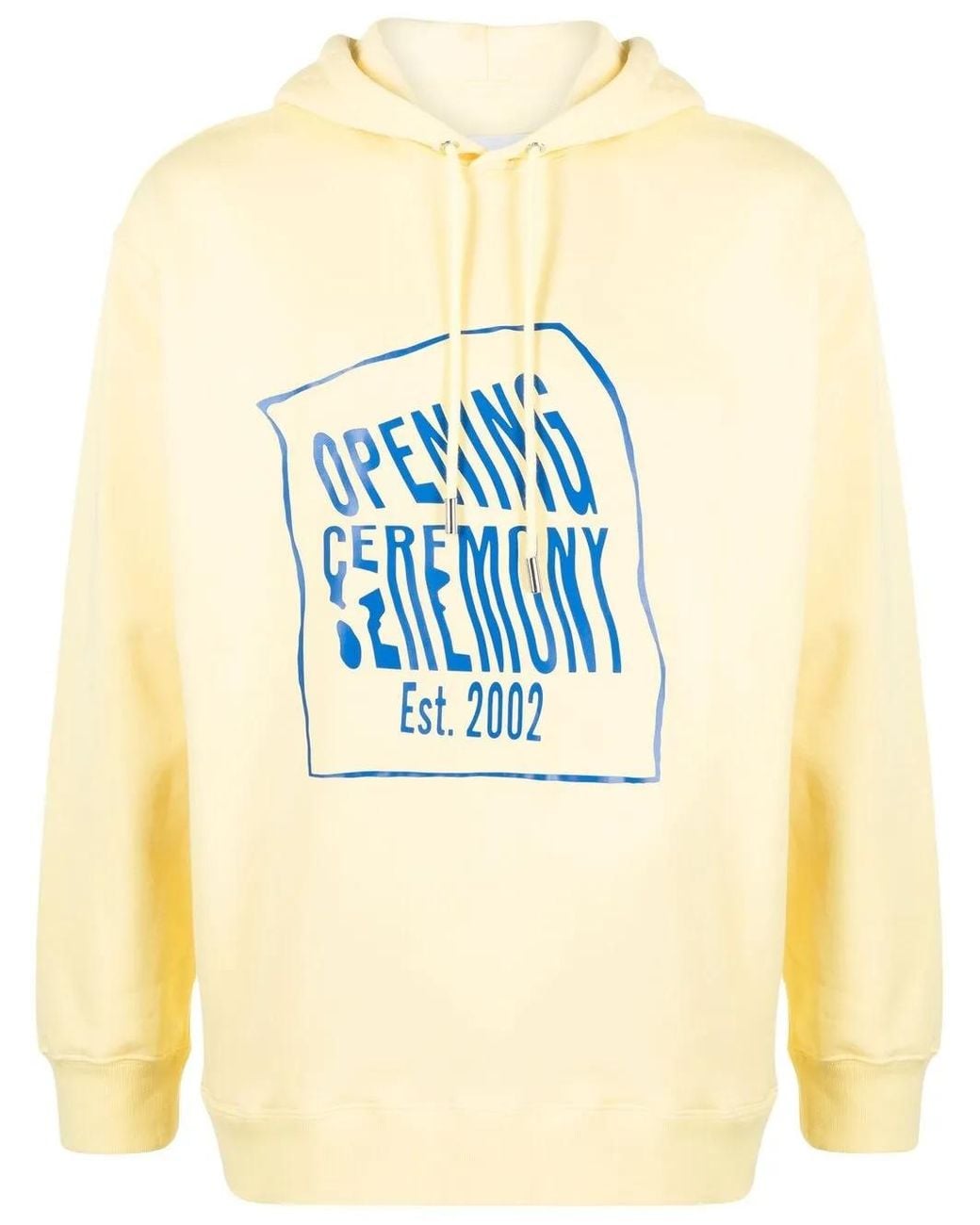 Opening Ceremony Blue Warped Logo-Print Cotton Hoodie for men