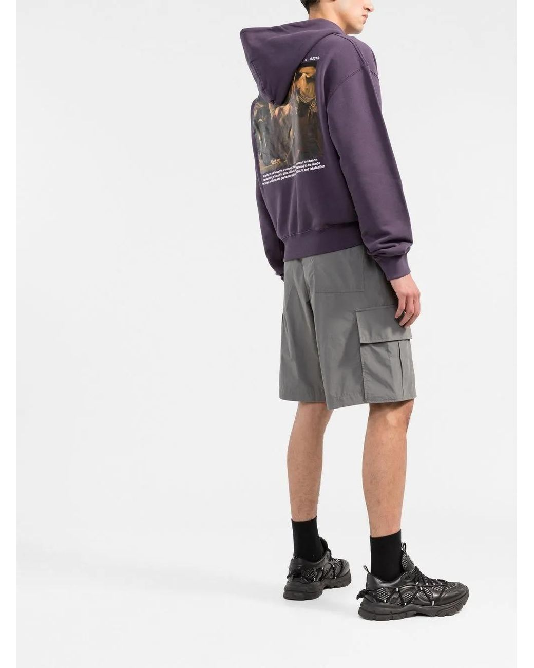 Off-White c/o Virgil Abloh Purple Graphic Print Cotton Hoodie for men