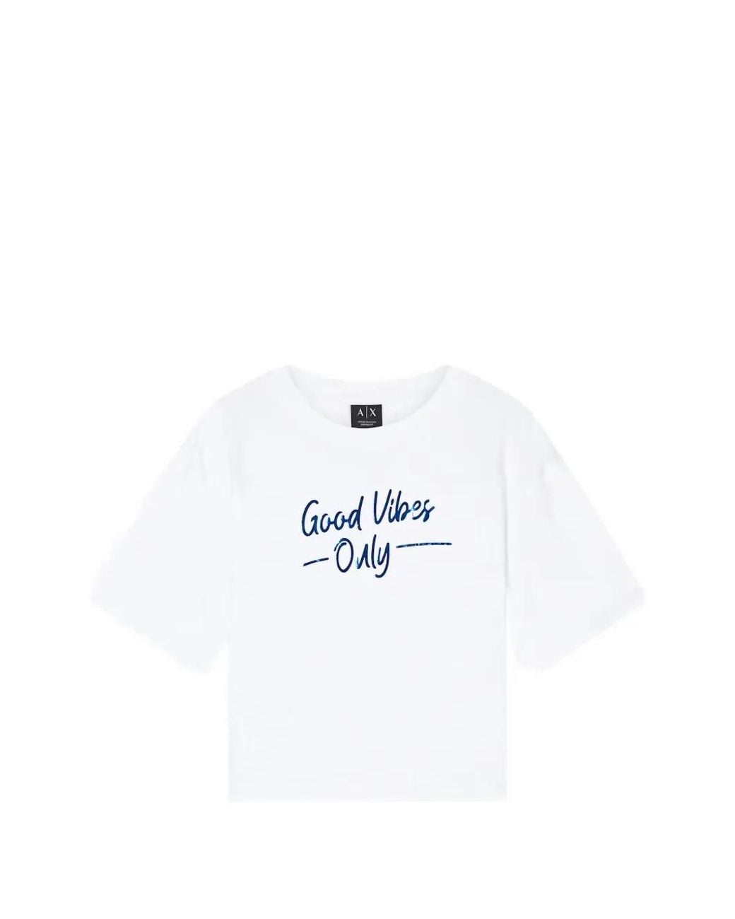 ARMANI EXCHANGE White Slogan-Print Cropped T-Shirt