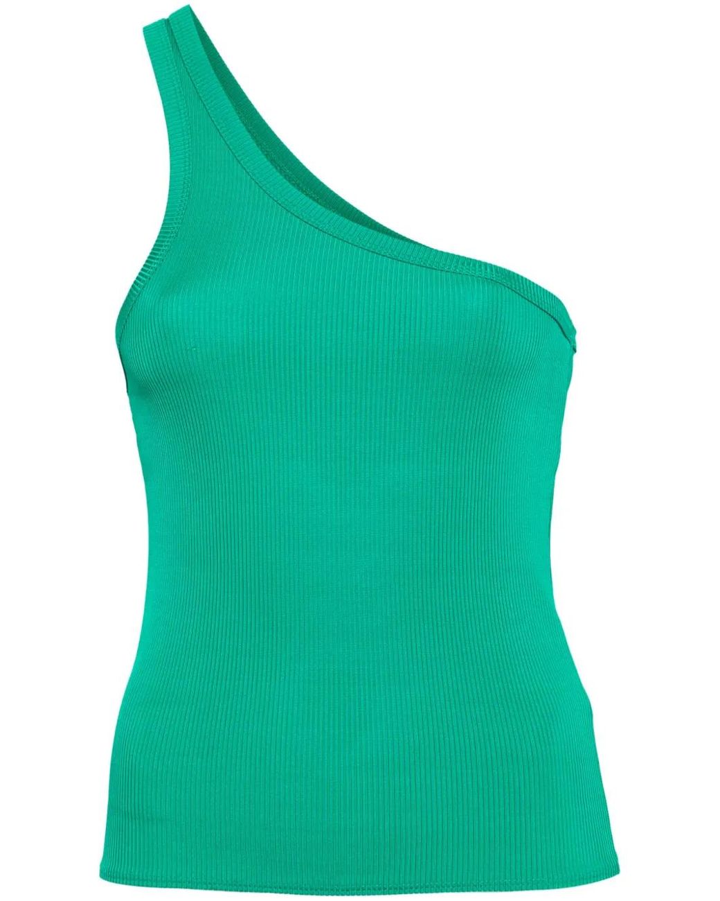 Forte_forte Green One-Shoulder Ribbed-Knit Tank Top