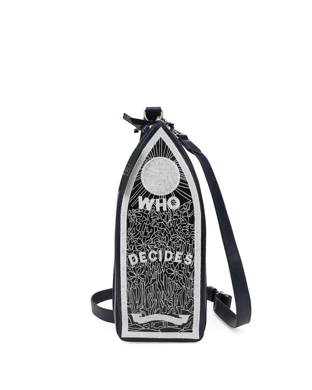 Who Decides War White Embroidered Crossbody Bag for men