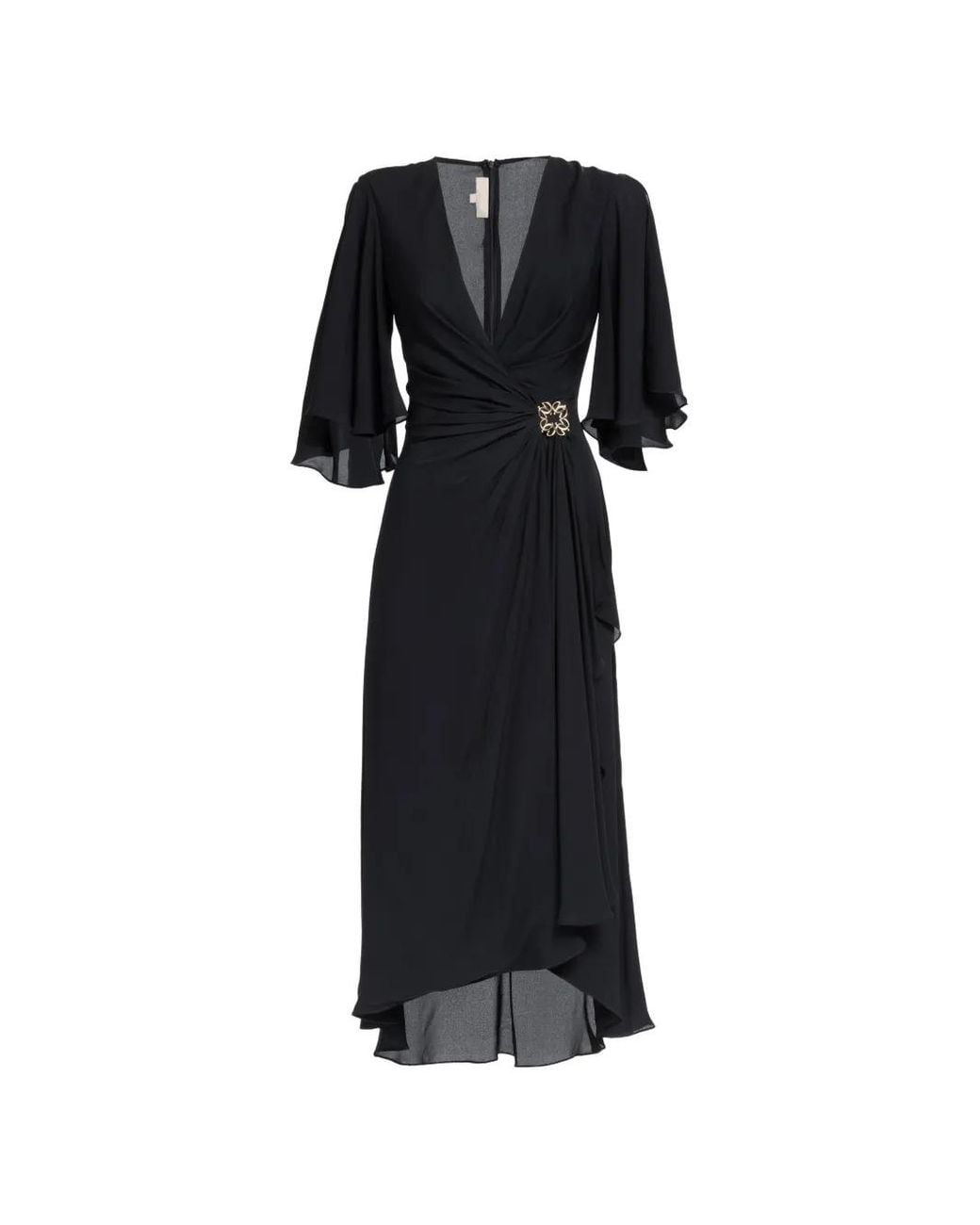 Elie Saab Black Robe Froncée En Soie