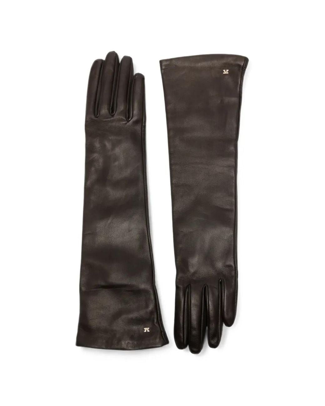 Max Mara Black Afidee Logo-Plaque Leather Gloves