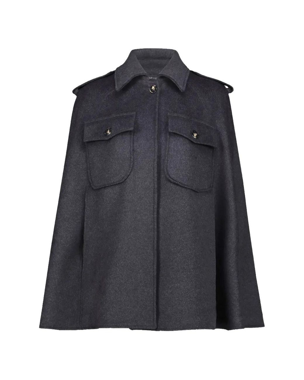 DR. HOPE Blue Button-Up Wool Cape