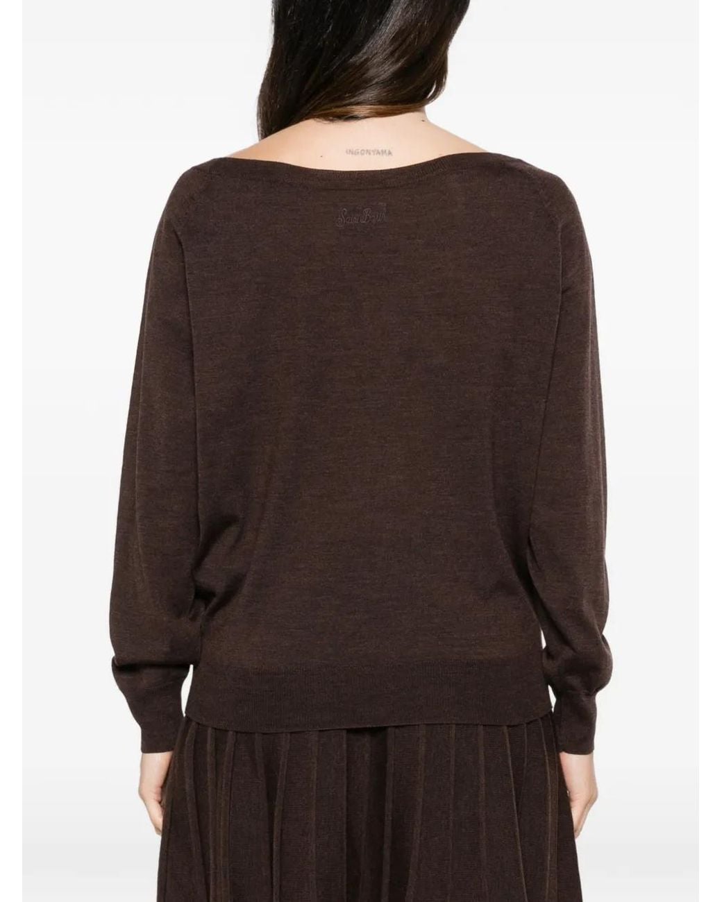 Mc2 Saint Barth Brown Boat-Neck Raglan-Sleeve T-Shirt