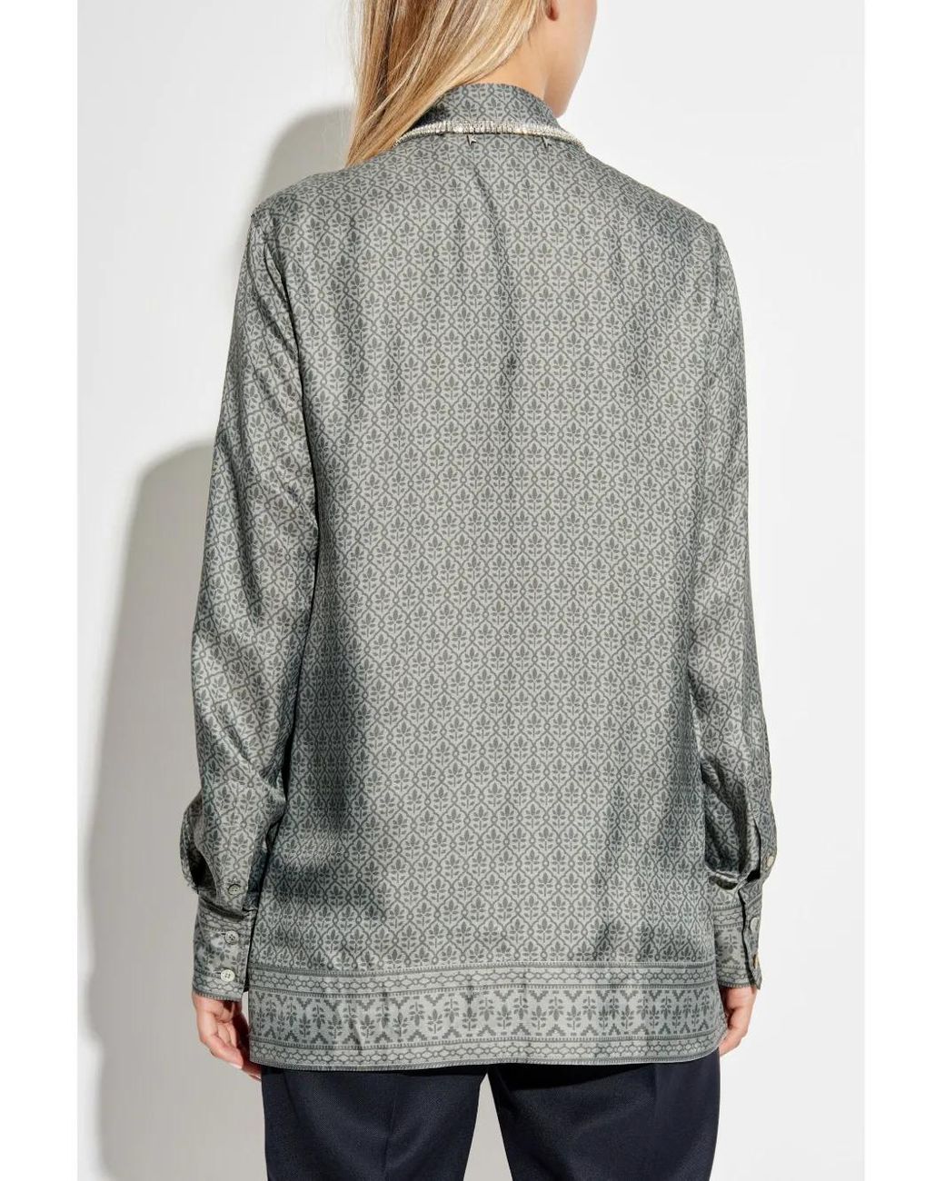 Golden Goose Deluxe Brand Gray Shirt With Decorative Collar