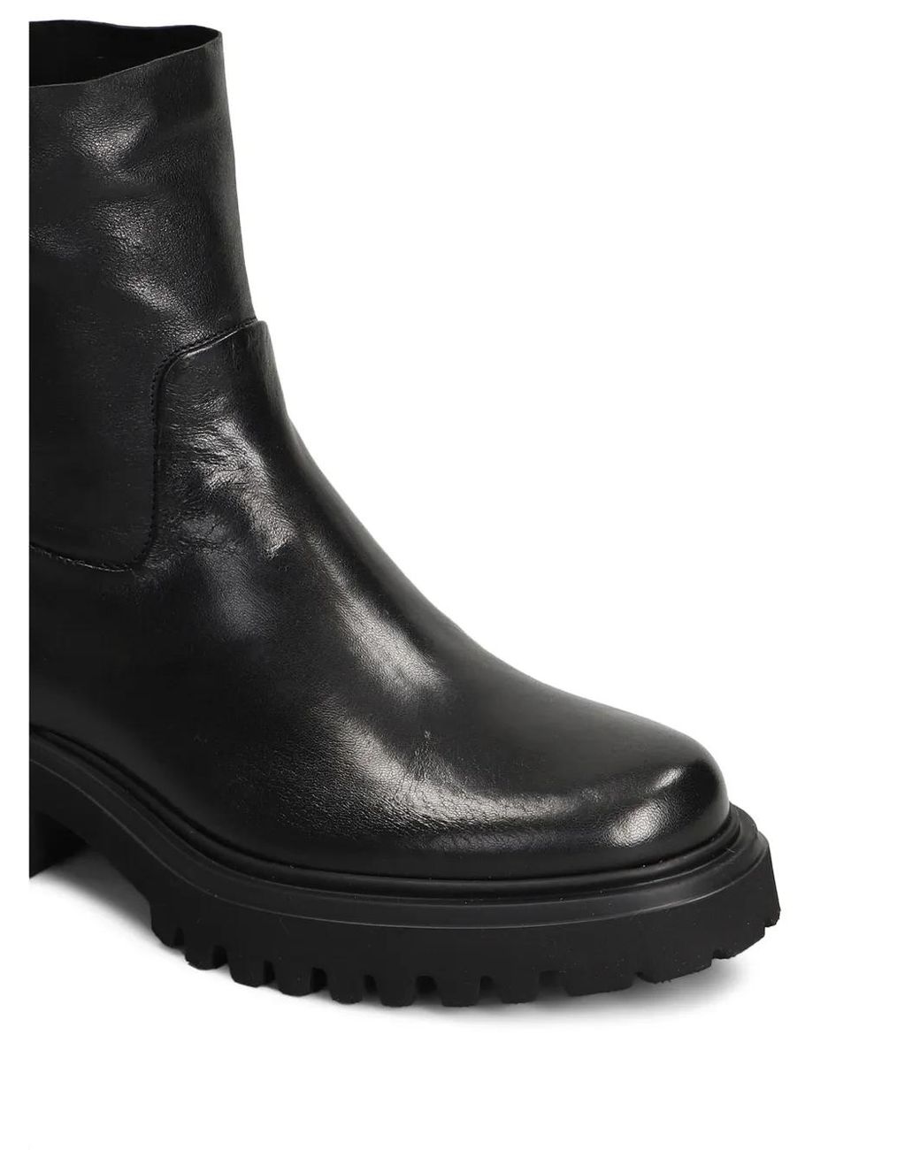 Evaluna Black Rear-Zip Chunky-Sole Boots
