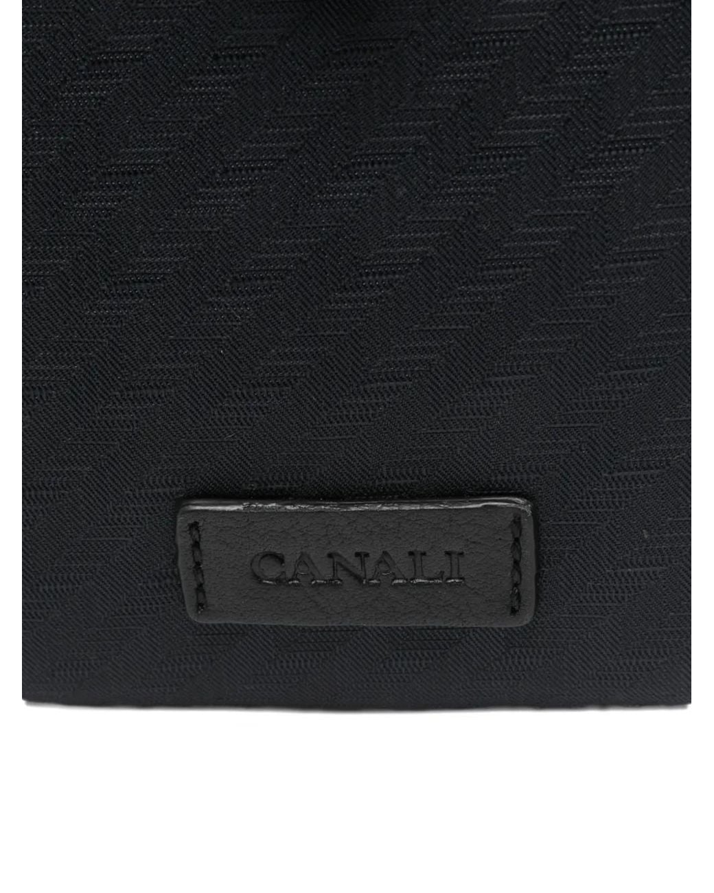 Canali Black Patterned Messenger Bag for men