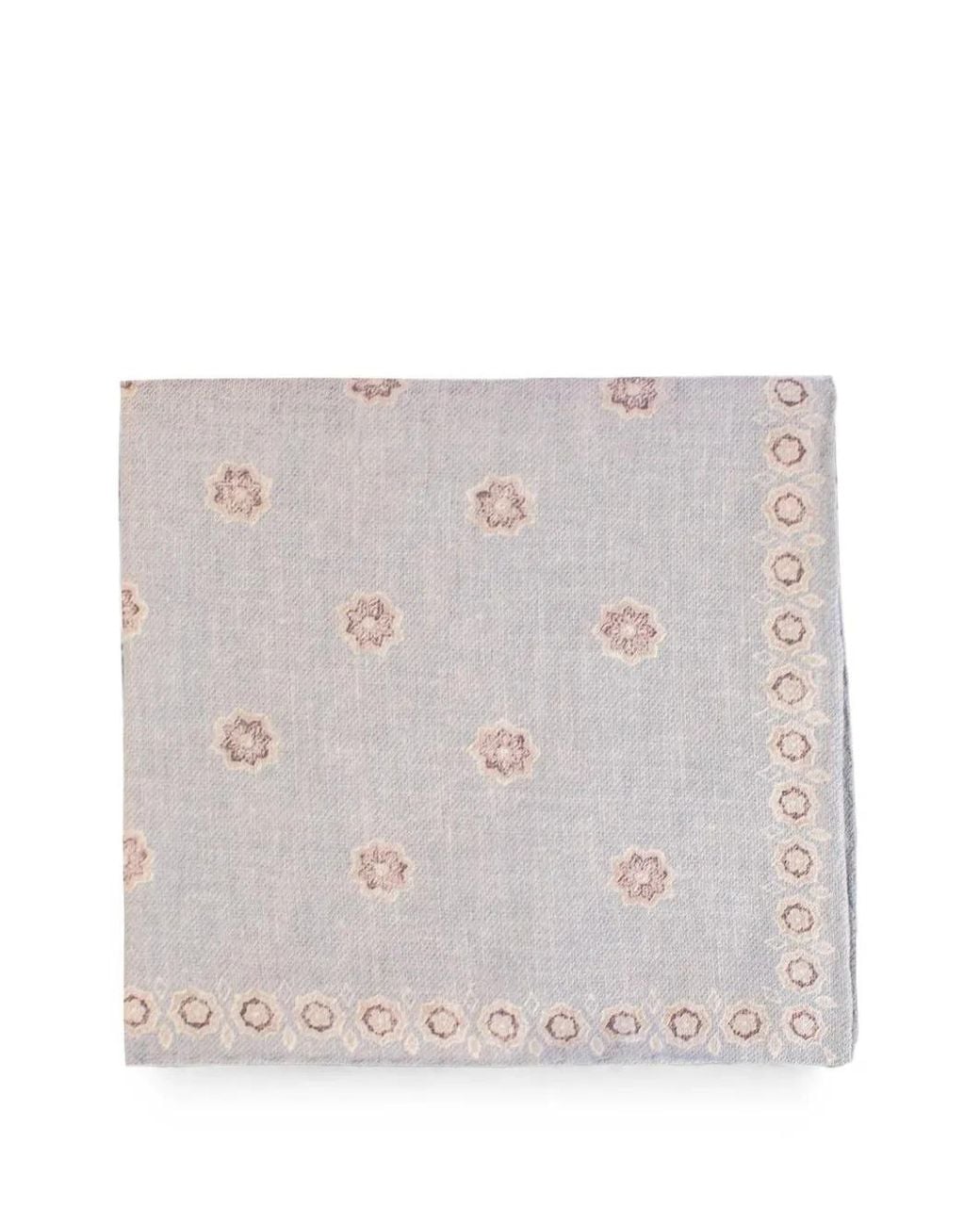 Eleventy Gray Floral-Pattern Pocket Square for men