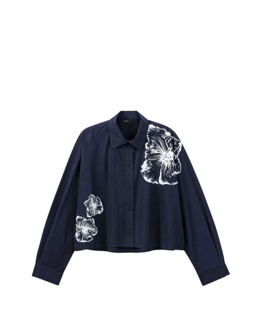 Maje Blue Cropped Cotton Shirt