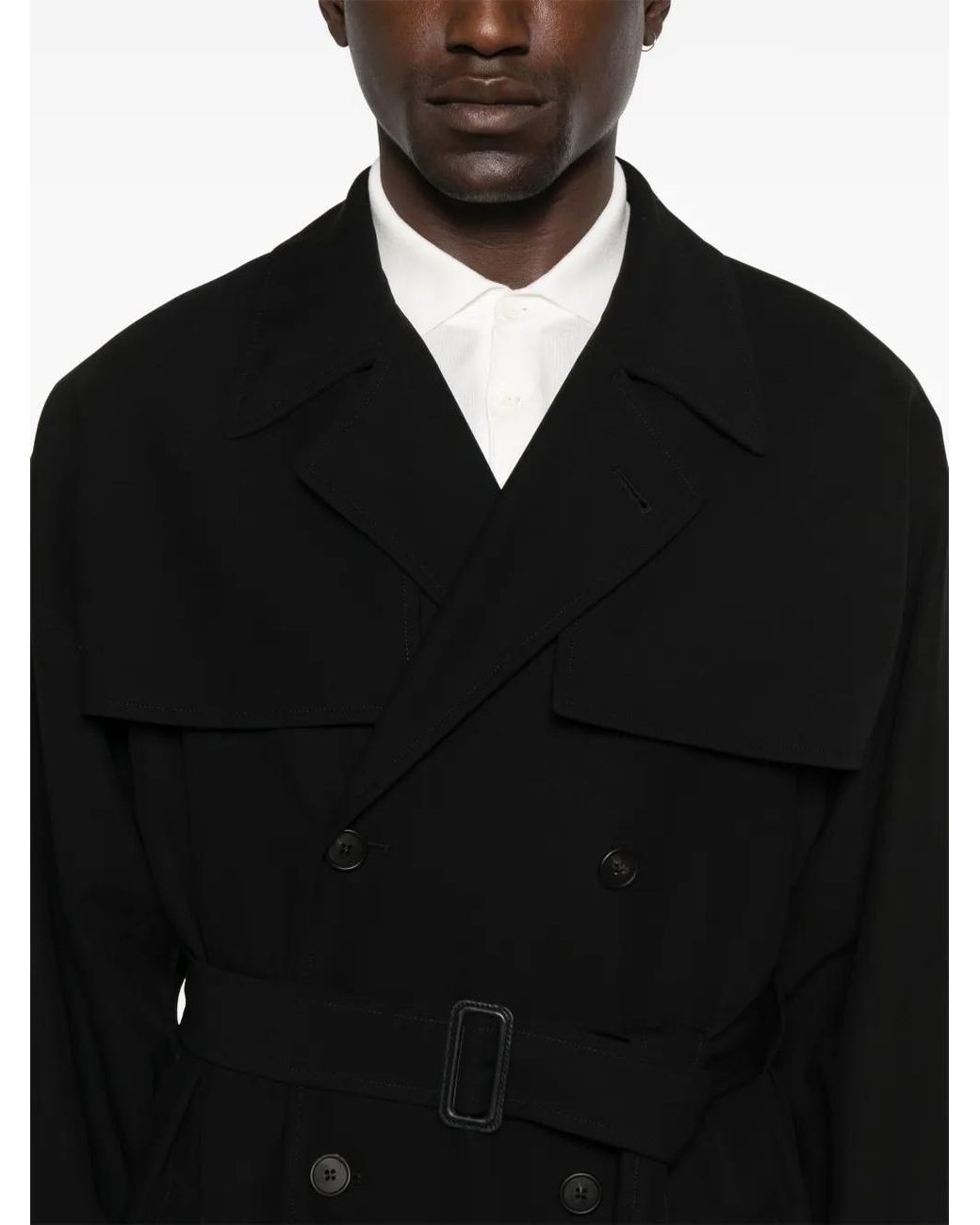 The Row Black Belted Double-Breasted Coat for men