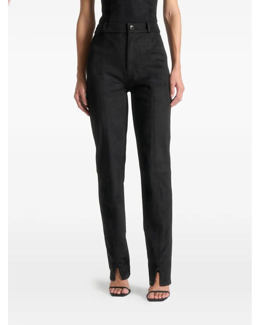 Manière De Voir Black Suede Straight Leg Trousers