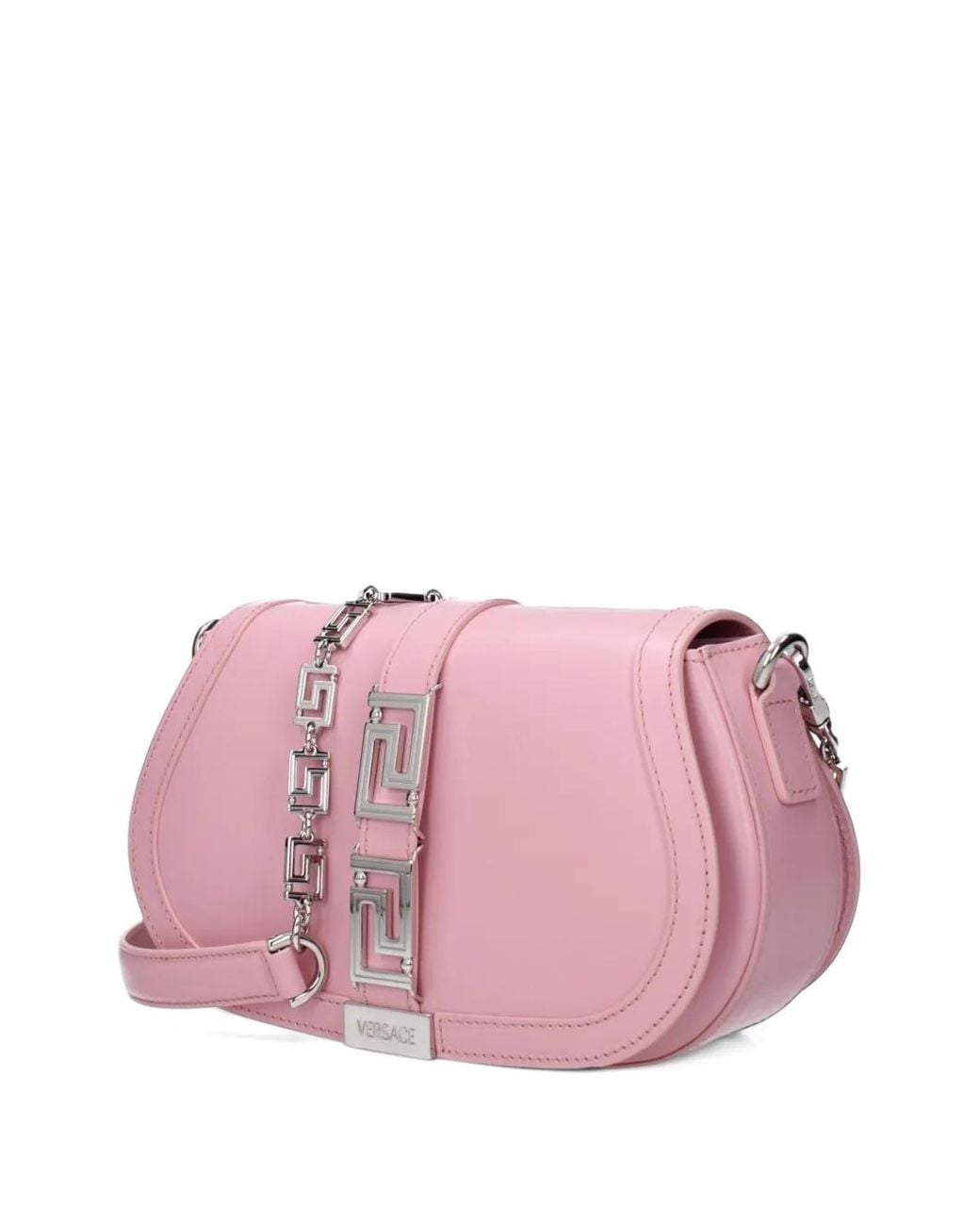 Versace Pink Greca Leather Shoulder Bag