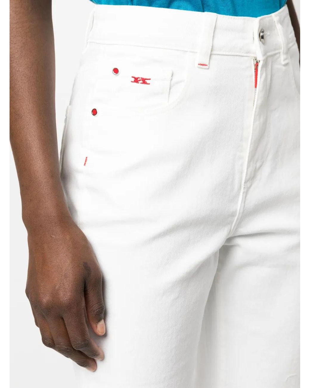 Kiton White High-Rise Slim-Fit Jeans