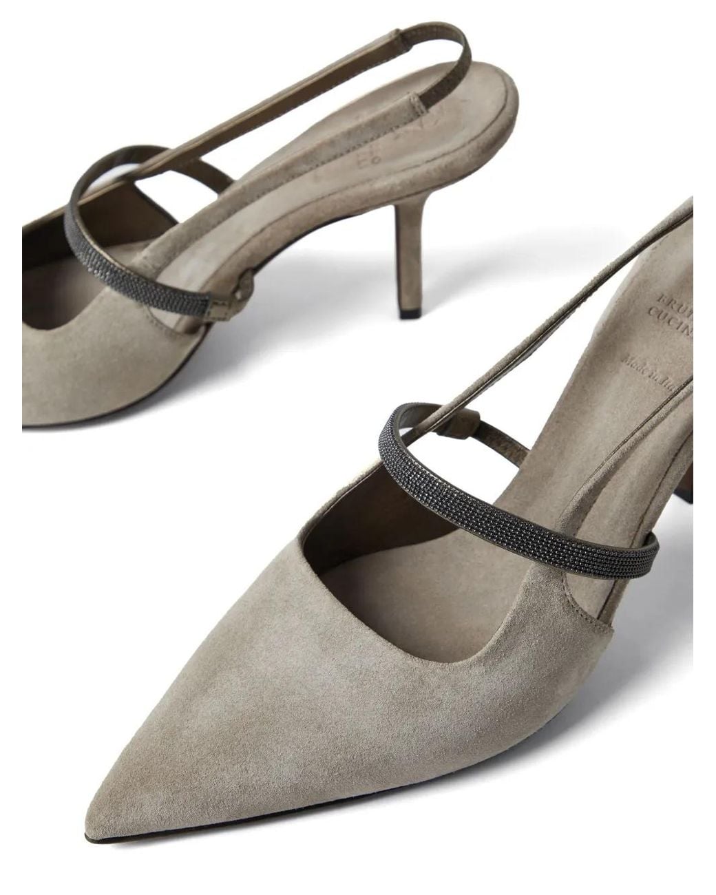 Brunello Cucinelli Gray Pointed Sling-Back Sandal