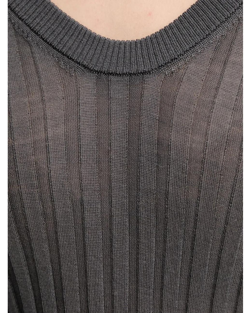 IRO Gray Hattie Ribbed V-Neck Sweater