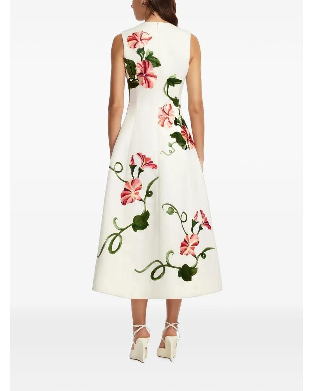 LEO LIN White Cleo Floral Midi Dress