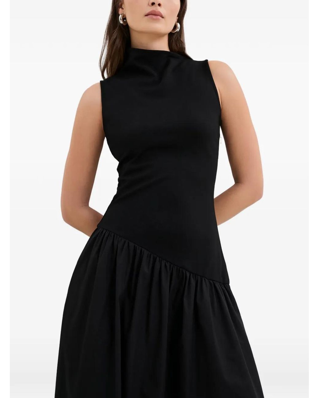 MARCELLA Black Hutton High-Neck Pocket Dress