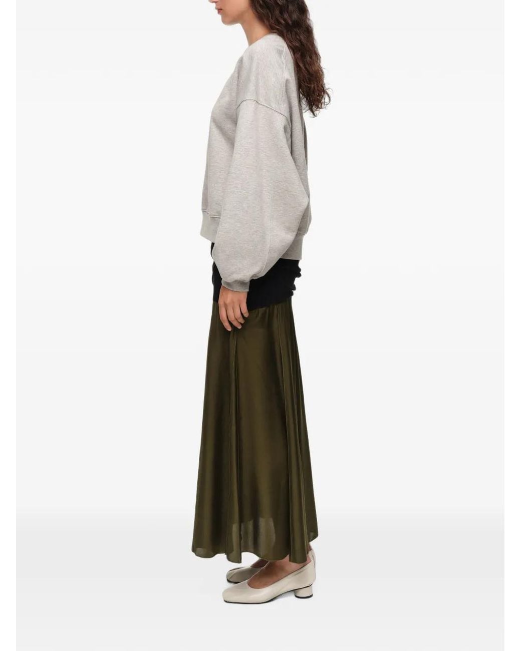 Bimba Y Lola Green Two-Tone Gathered A-Line Skirt