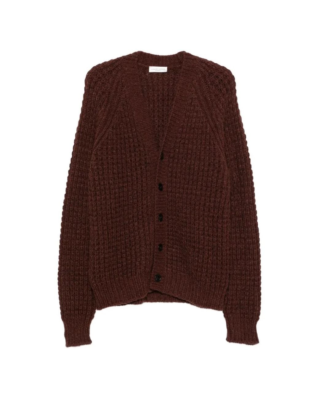 Roberto Collina Brown Chunky-Knit V-Neck Cardigan for men
