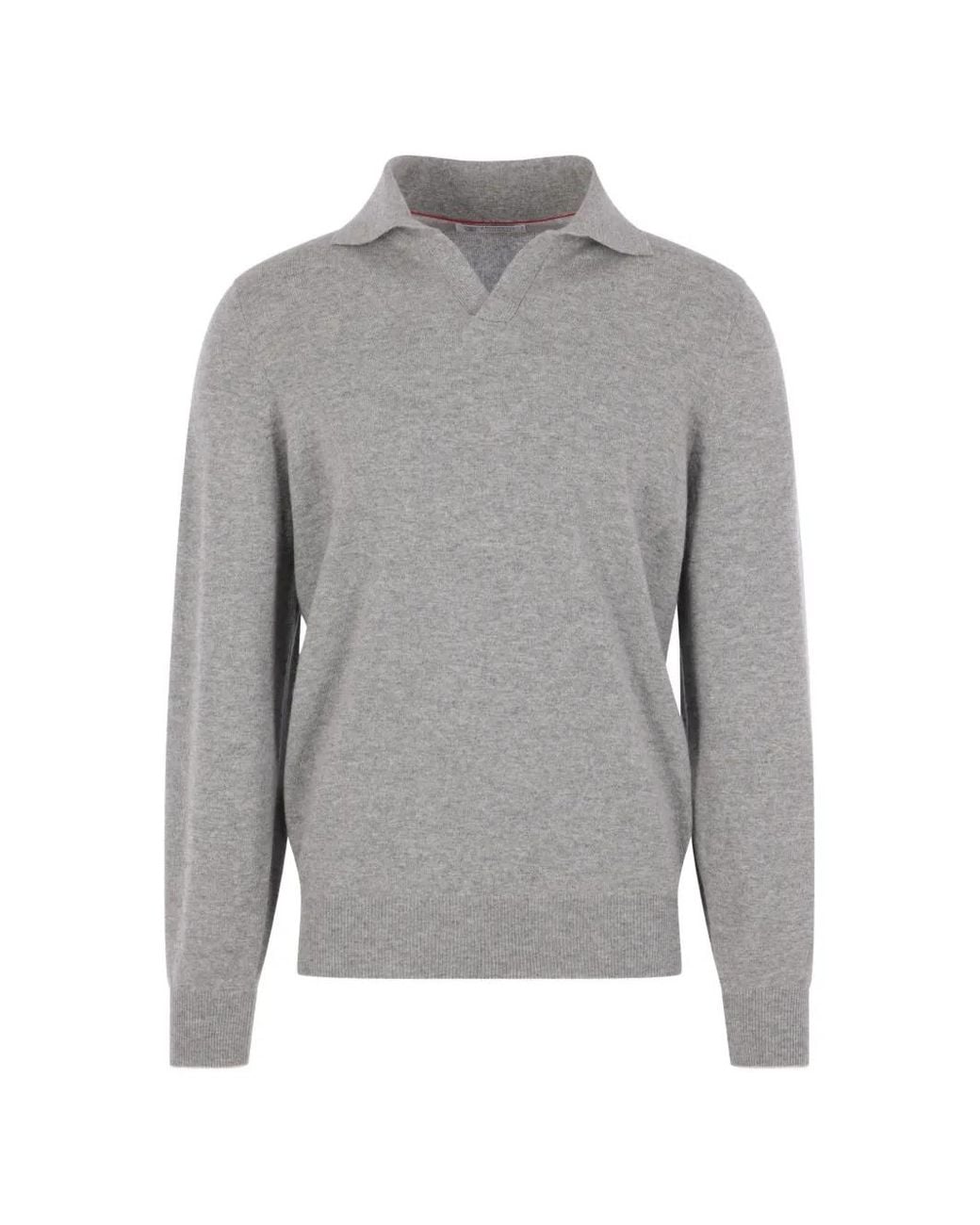 Brunello Cucinelli Gray Pull En Cachemire À Col Polo for men