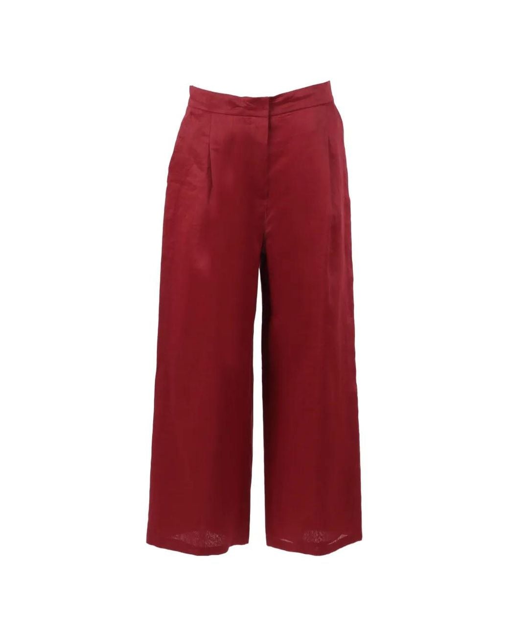 Max Mara Red Pleated Wide-Leg Palazzo Pants