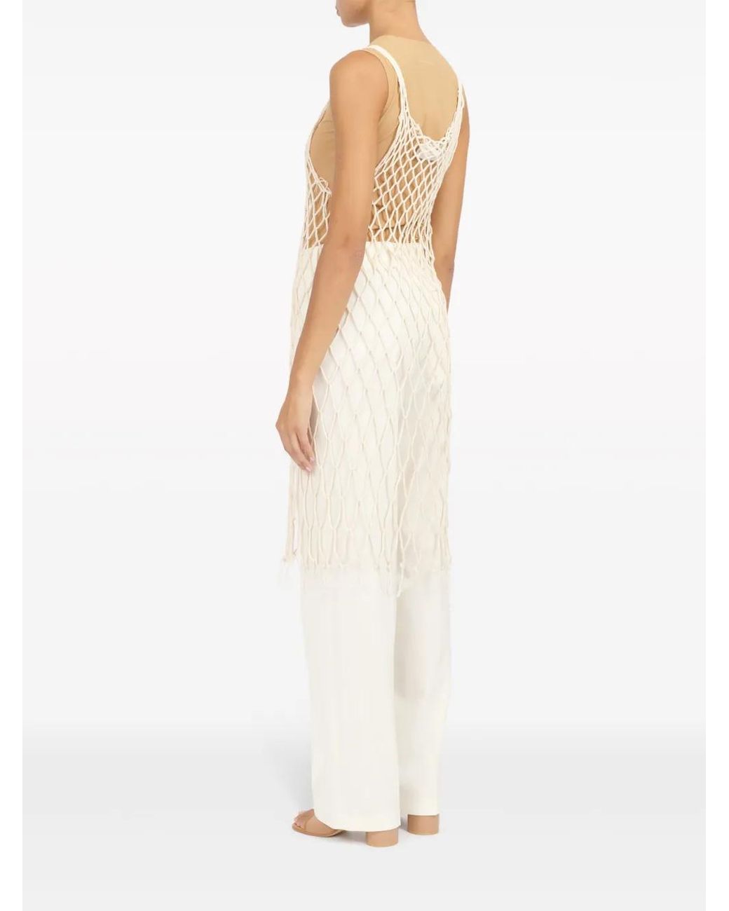 MM6 by Maison Margiela White Open-Knit Midi Dress