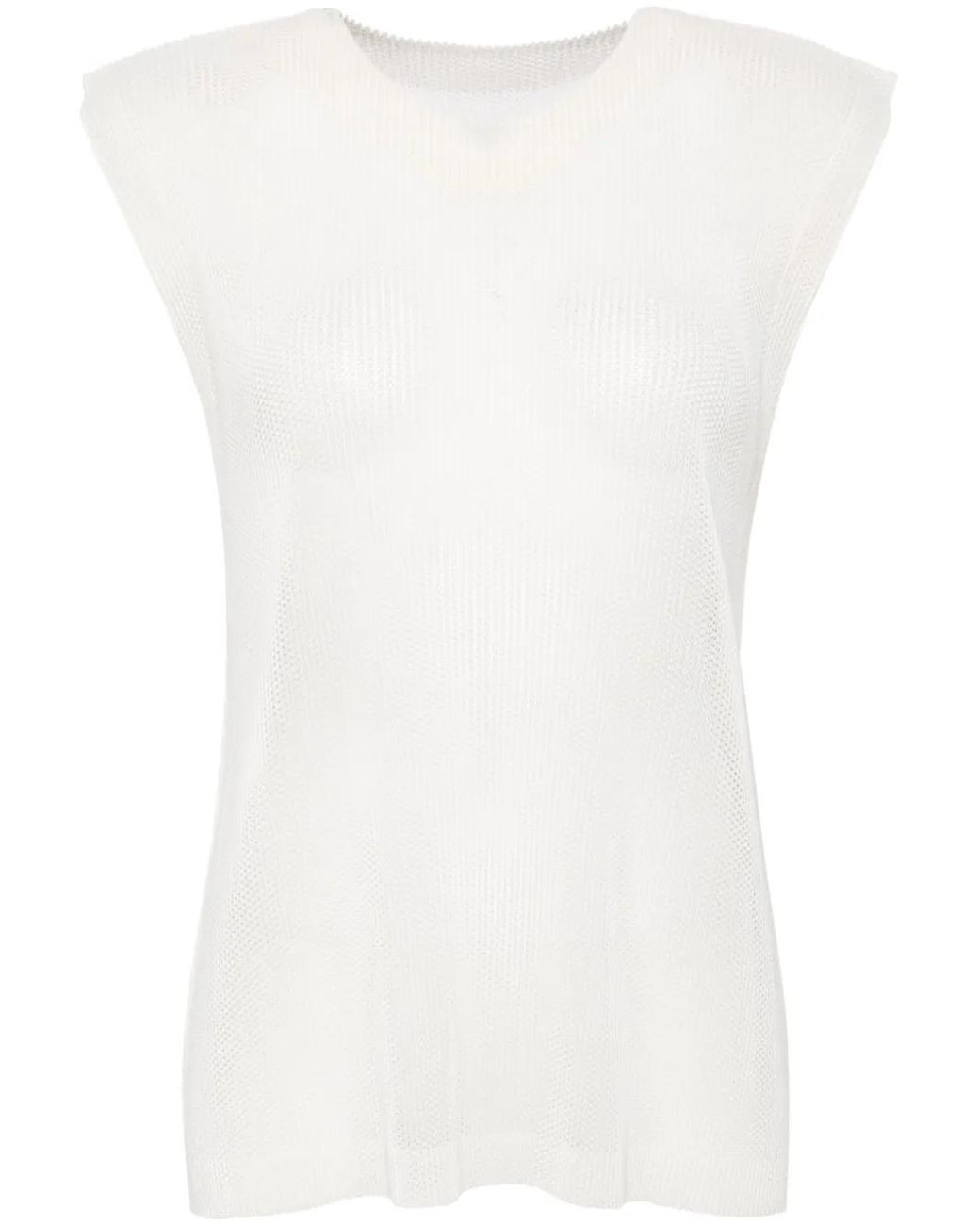 Pleats Please Issey Miyake White Tatami July Tank Top